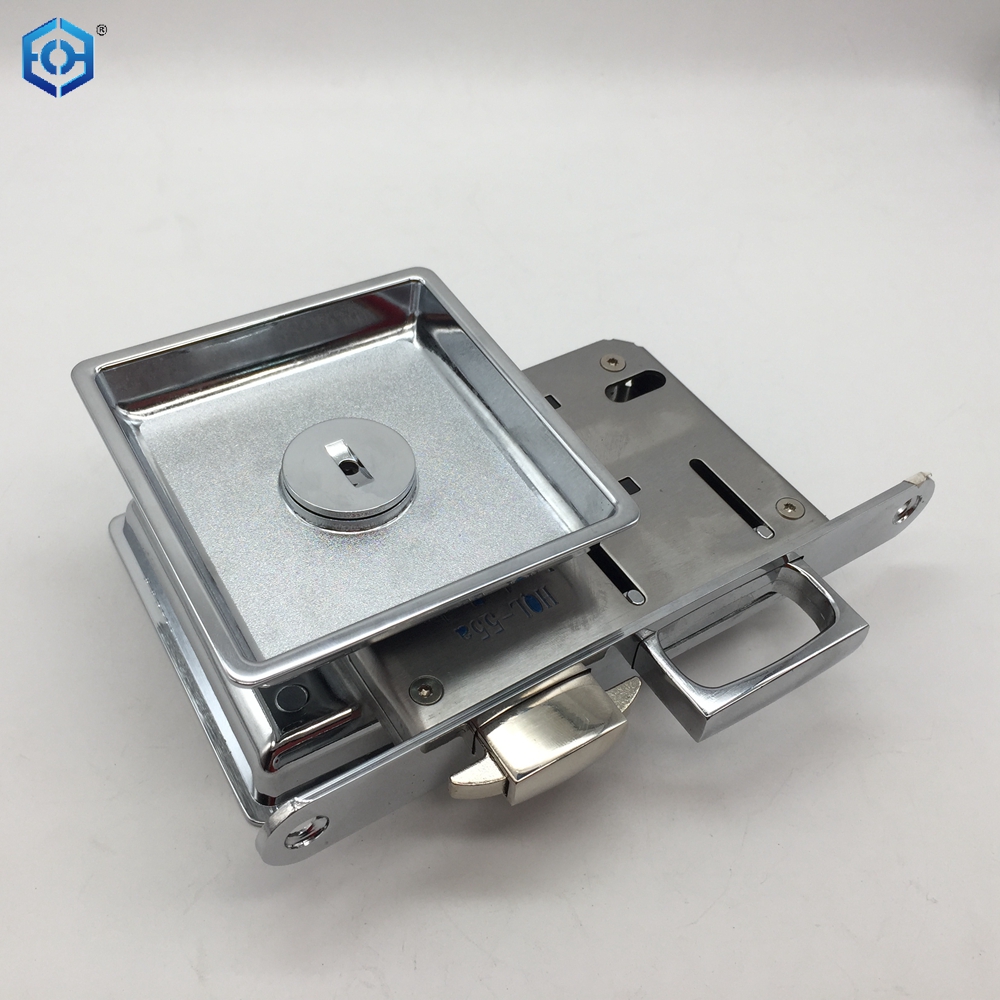 Golden And Chrome Zinc Alloy Large Panel Sliding Door Lock with Double Hook