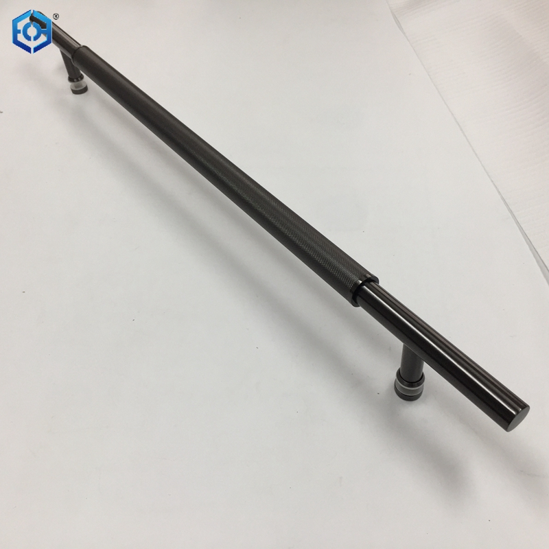 Grey Stainless Steel Knurled T Bar Single Single Glass Door Pull Handle