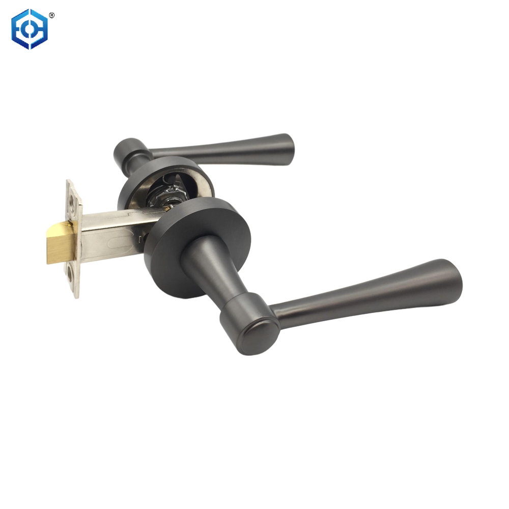 Gun Black Brass Exterior Entry Door Lock Handleset with Deadbolt