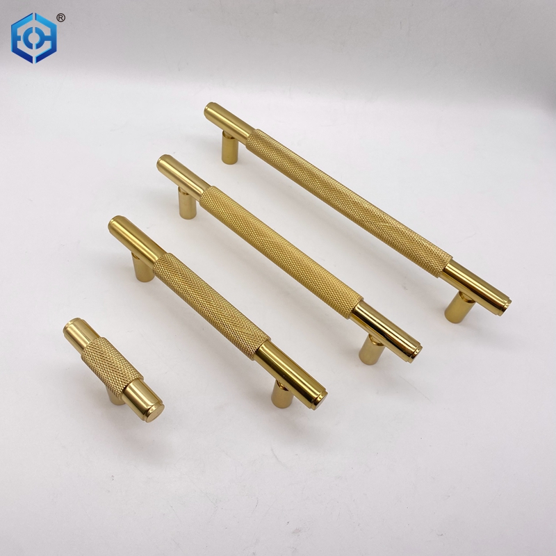 Knurled Brass Cabinet Pulls Kitchen Handles for Cabinets Gold Drawer Pulls T Bar Drawer Handle
