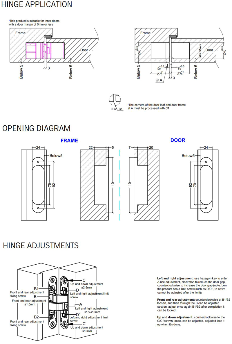 adjustable hidden cabinet hinges