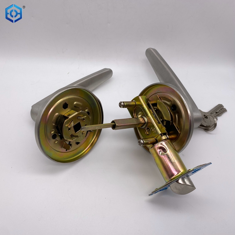 Silver Stainless Steel Door Lever Lock with 3 Keys for Home Bedroom Kitchen Office Door 