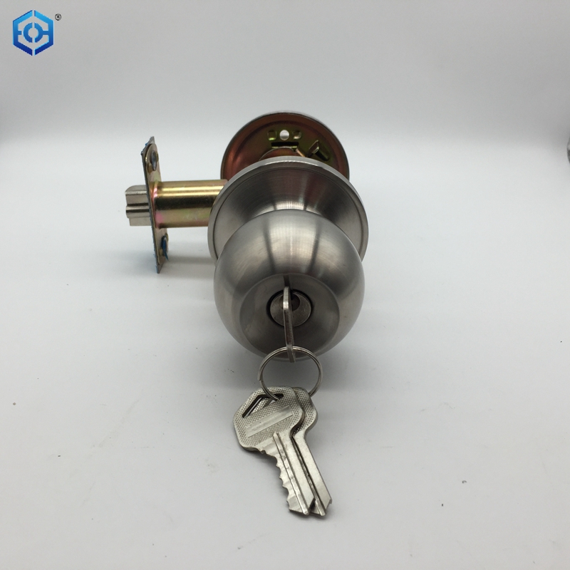 Silver Stainless Steel Round Door Knobs Handle Entrance Bathroom Passage Lock