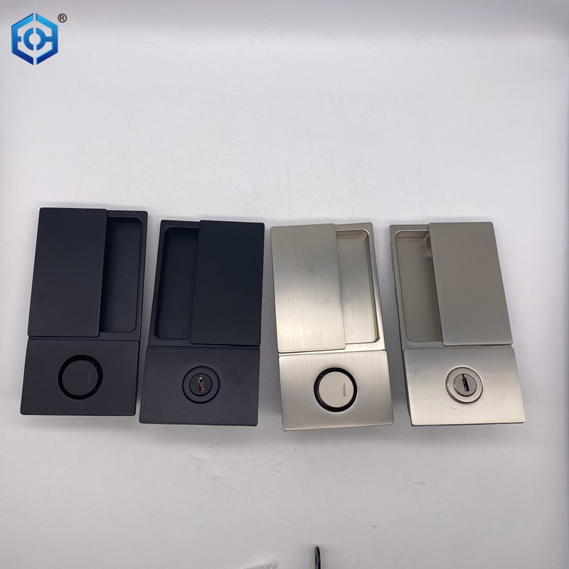 New Handleless Flat Lock Modern Bedroom Door Handle Silent Push Pull Satin Nickel Invisible Sliding Door Lock