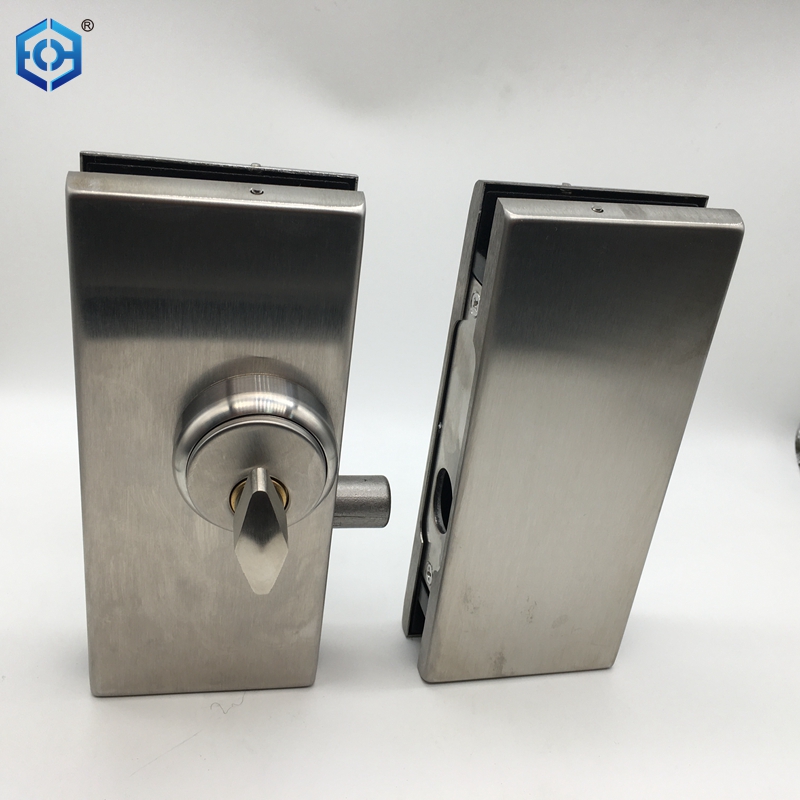 Center Mount Brushed Stainless Steel Glass To Glass Patch Lock 