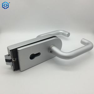 Silver Aluminum Frameless Glass Hardware Rebated Glass Door Round Lock with Handle