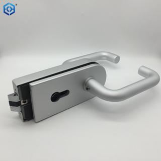 Silver Aluminum Frameless Glass Hardware Rebated Glass Door Round Lock with Handle