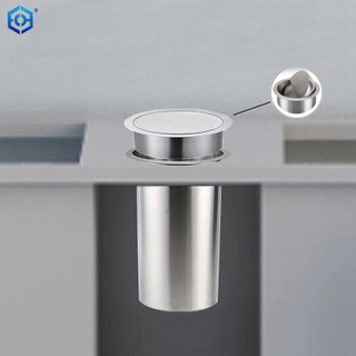 Kitchen Cabinet Built-in Trash Can Countertop Waste Chute Recessed Trash Bin Space Saving Hidden Wastebasket with Balance Flap Cover