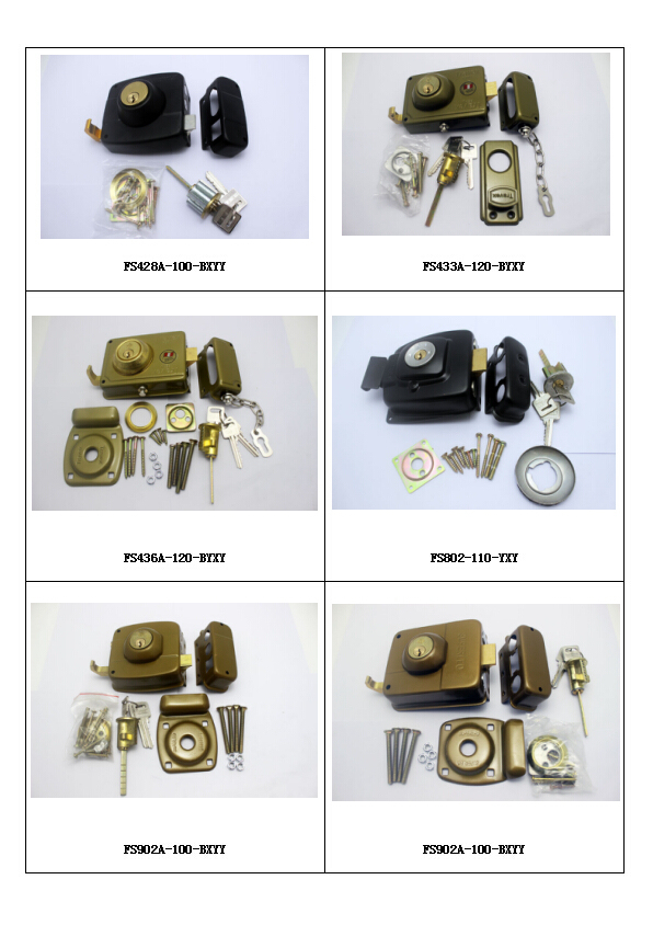 Deadbolt Lock Peru Lock with Brass Cylinder Door Rim Lock