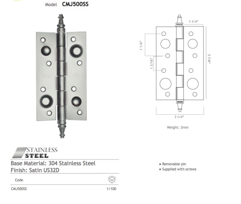Brass Finish Steel Door Hinge