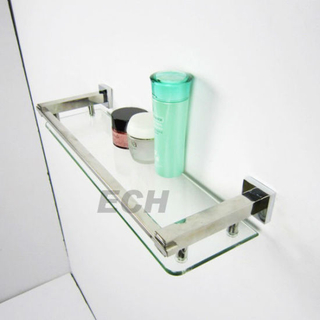 Stainless Steel Single Glass Bathroom Shelf