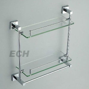 Stainless Steel Ss304 Double Shelves Glass Shelf (GHT6022)
