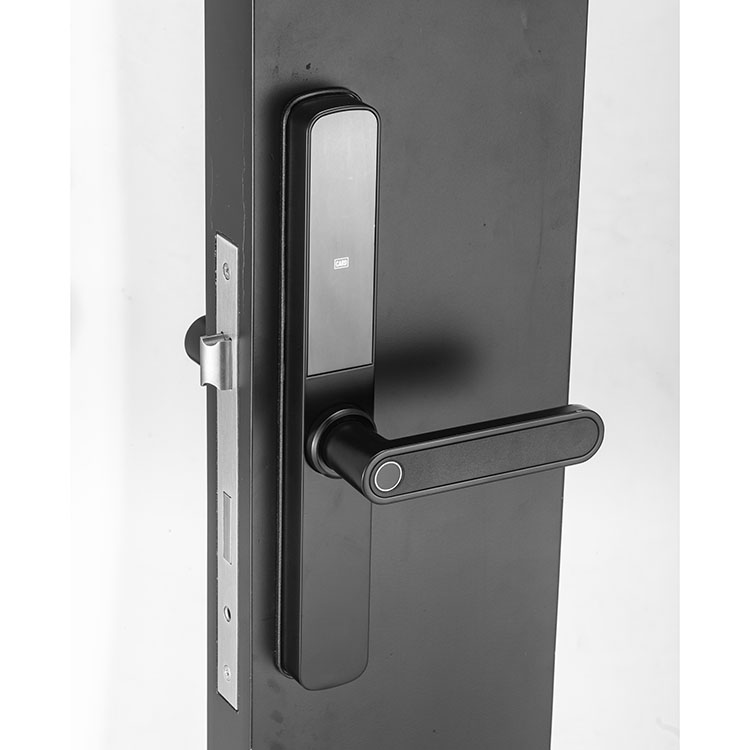 Black Narrow Stile Smart Home Hotel Residence Fingerprint Passcode Card Door Lock for Aluminum Frame Door