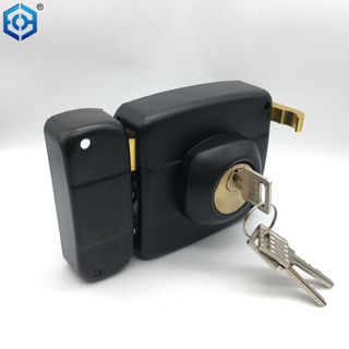 Black Door Rim Lock with Zinc Alloy Lock Brass Cylinder