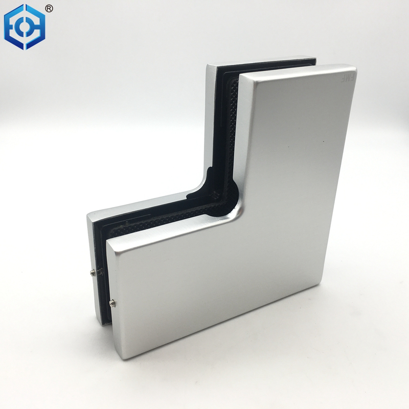 Silver Aluminum Patch Fittings Compatible with 1/2" (12mm) Thickness Glass Door L Patch Fittings