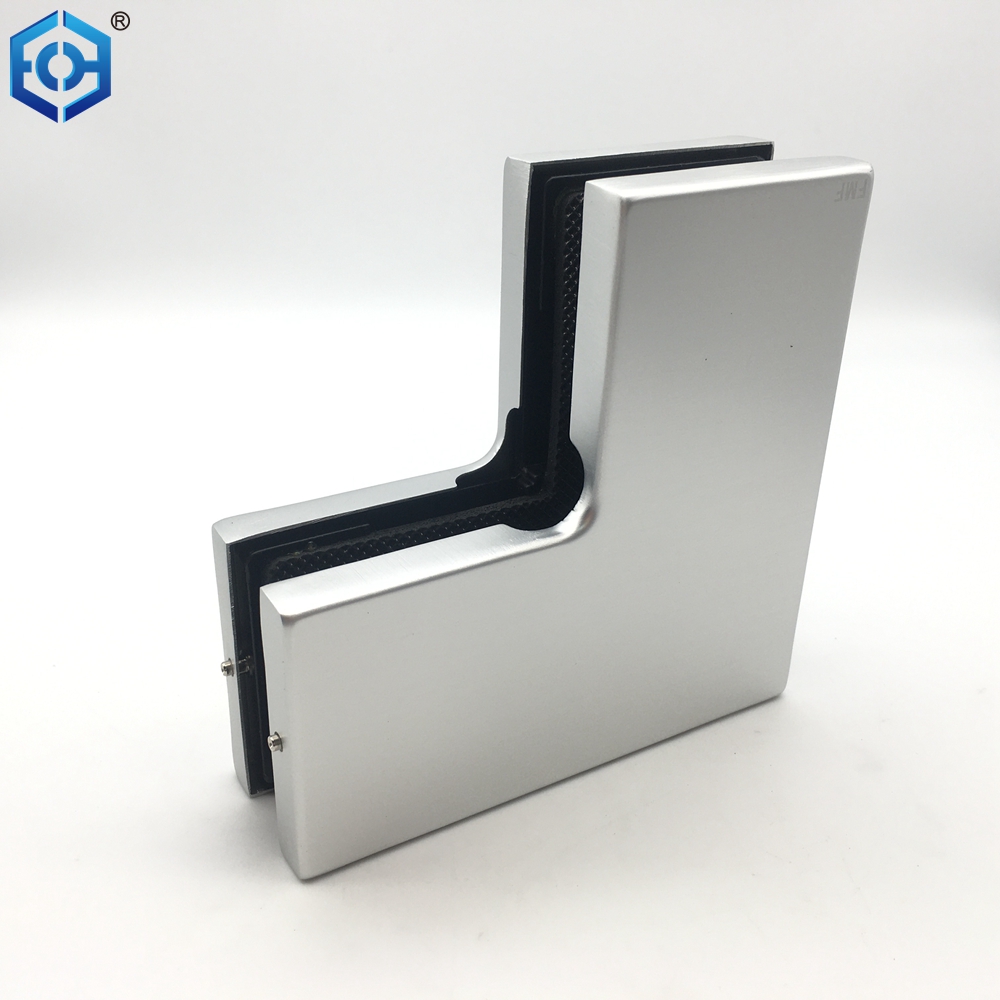 Silver Aluminum Patch Fittings Compatible with 1/2" (12mm) Thickness Glass Door L Patch Fittings