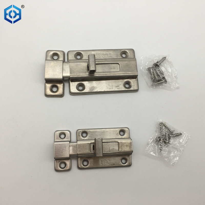 Surface Mounted Door Latches Stainless Steel 2/3/4 Inch Long Double-ended Bolt Silver Sliding Lock