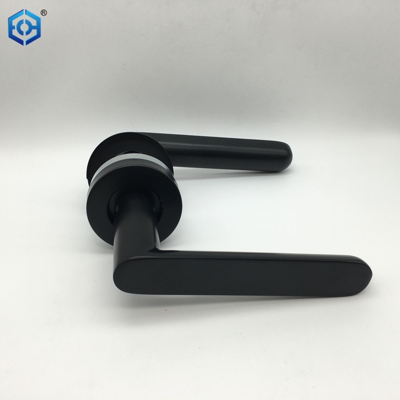 Internal Matte Black Stainless Steel Door Handle with Mitred Lever on Sprung Rose