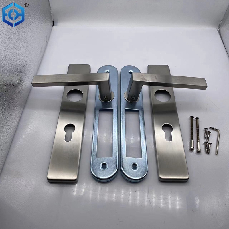 Stainless Steel Bathroom Swing Door Lock Handle Double Sided Long Plate Type Door Handle