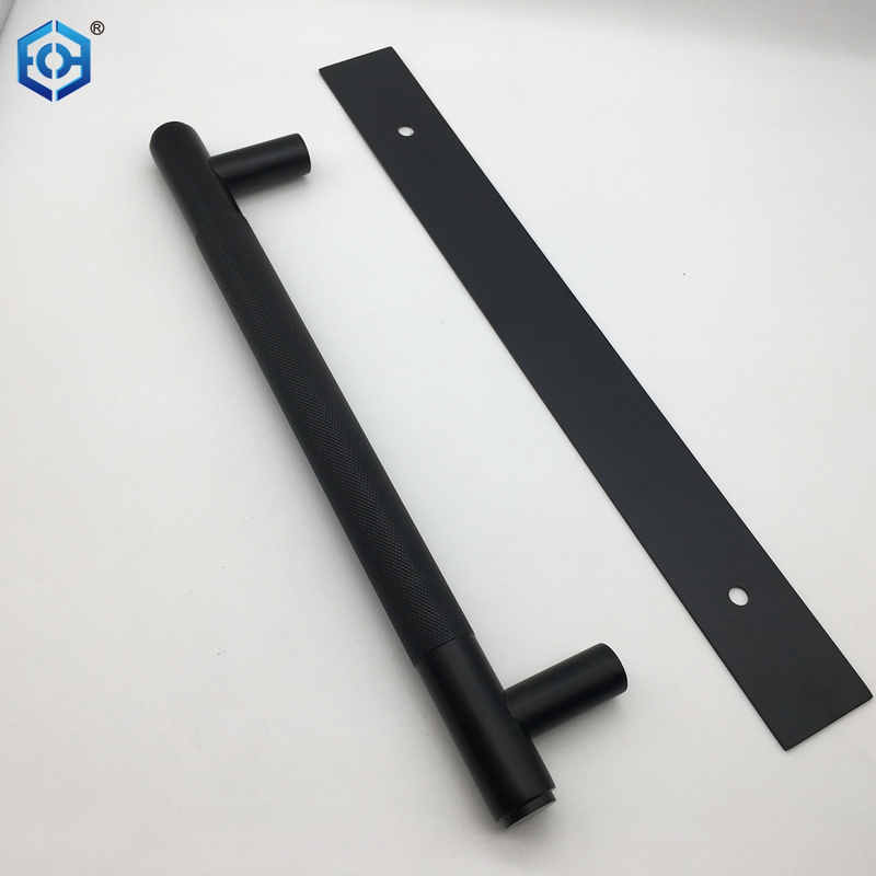 Black Stainless Steel Knurled Pull Handles On Backplate