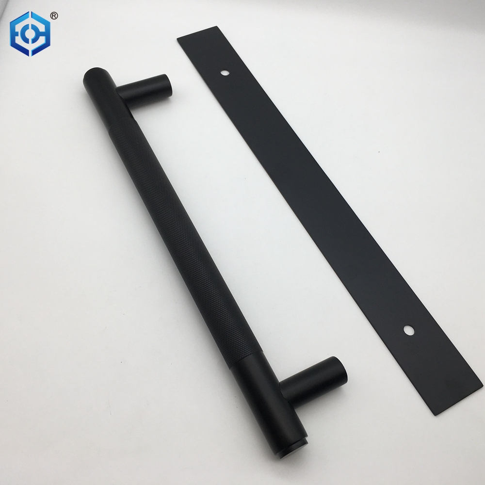 Black Stainless Steel Knurled Pull Handles On Backplate