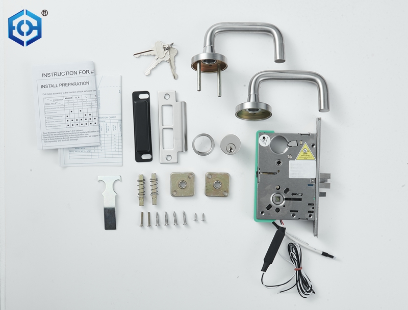 American Style Satin Nickel Stainless Steel Electrified Solenoid Mortise Lock