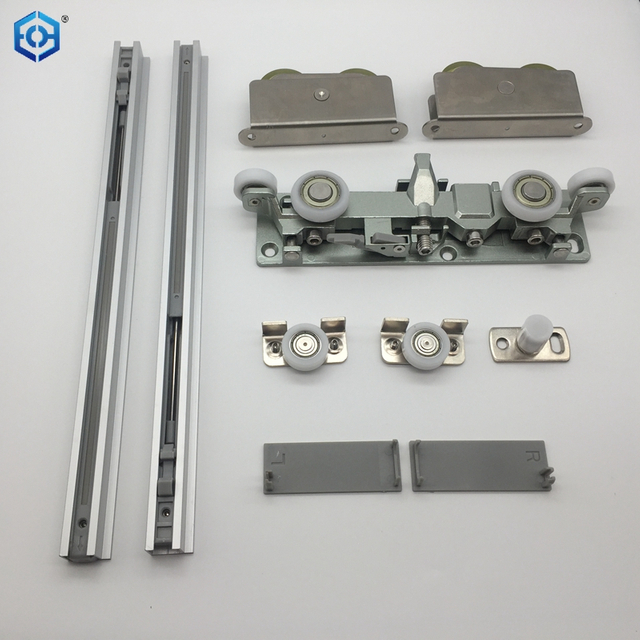 Premium Concealed Ghost Door Hardware Kit with Hidden Magic Sliding Track Kit And Flush Pulls for 31-40 Inch Doors Soft Close Heavy Duty Sliding Hardware 
