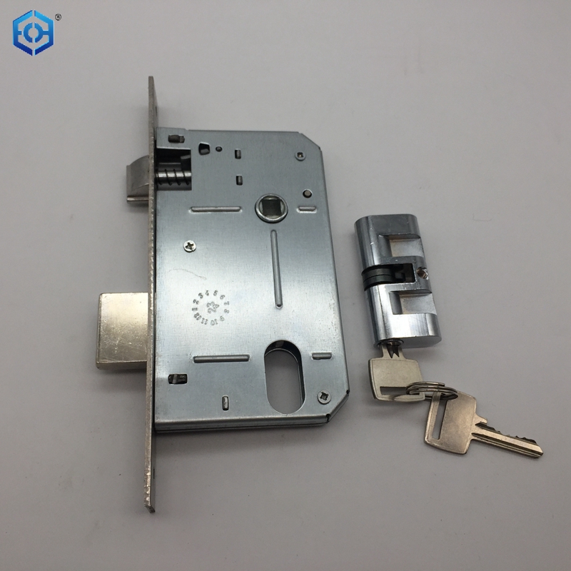 Cerraduras De Seguridad De Alta Prestación Silver Mortise Lock for Wooden Doors Backset 55mm Axes 72mm with Oval Lock Cylinder
