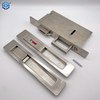 Silver Zinc Alloy Sliding Door Lock Entrance Function Satin Nickel Finish