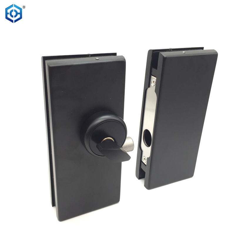 Center Mount Brushed Stainless Steel Glass To Glass Vertical Patch Lock