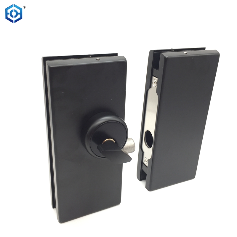 Center Mount Brushed Stainless Steel Glass To Glass Vertical Patch Lock
