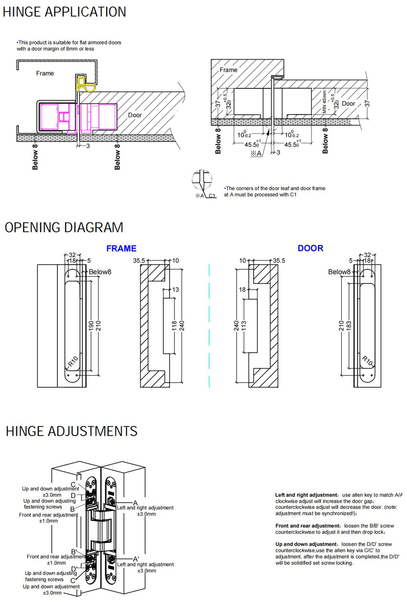 heavy duty concealed Hinge