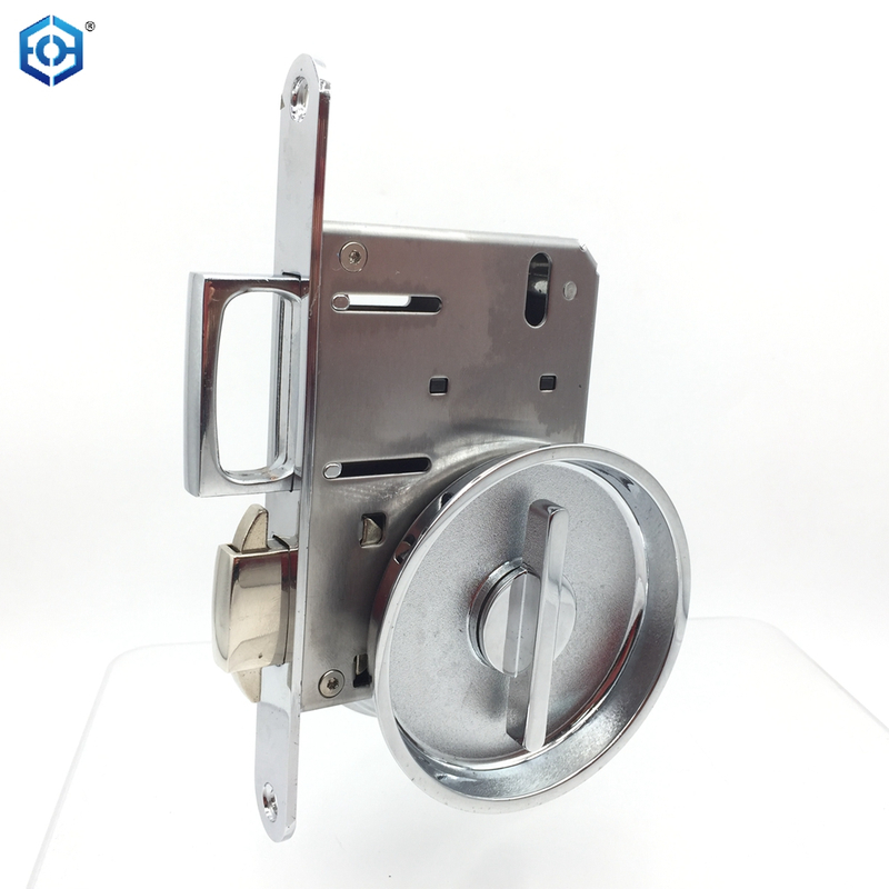 Chrome Zinc Alloy Big Round Panel Pocket Sliding Door Lock