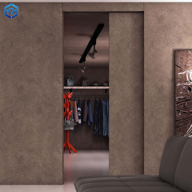 Modern Design Flush Aluminum Alloy Sliding Door System Concealed Track Interior Bedroom Barn Door Hardware for Hotel