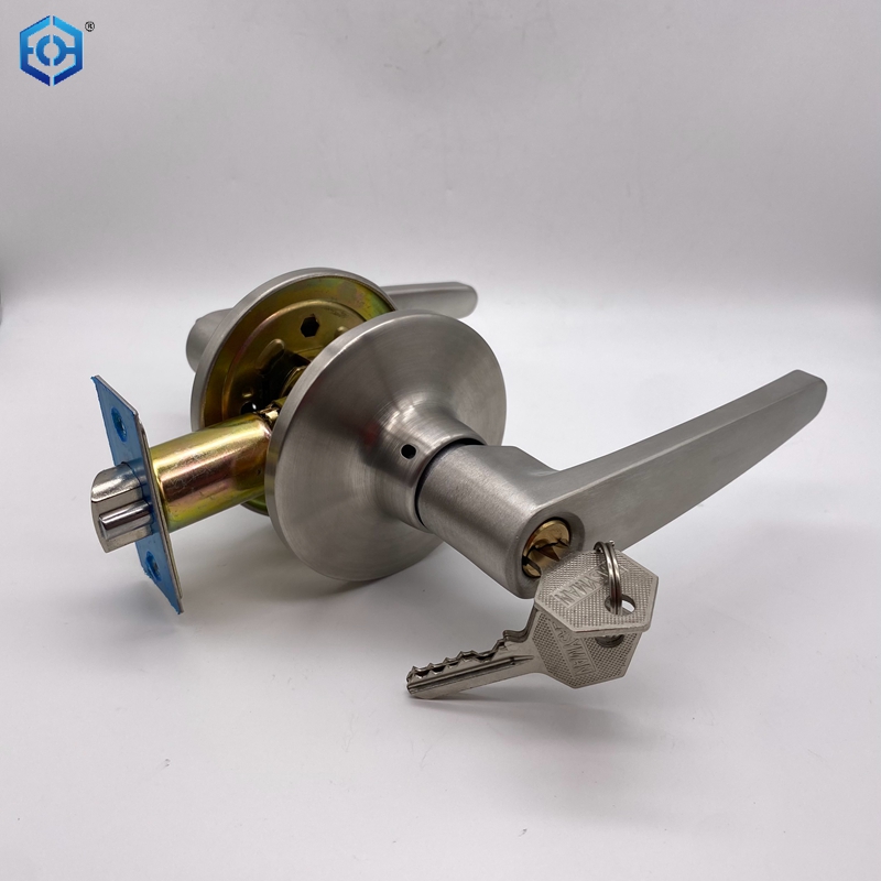 Silver Stainless Steel Door Lever Lock with 3 Keys for Home Bedroom Kitchen Office Door 