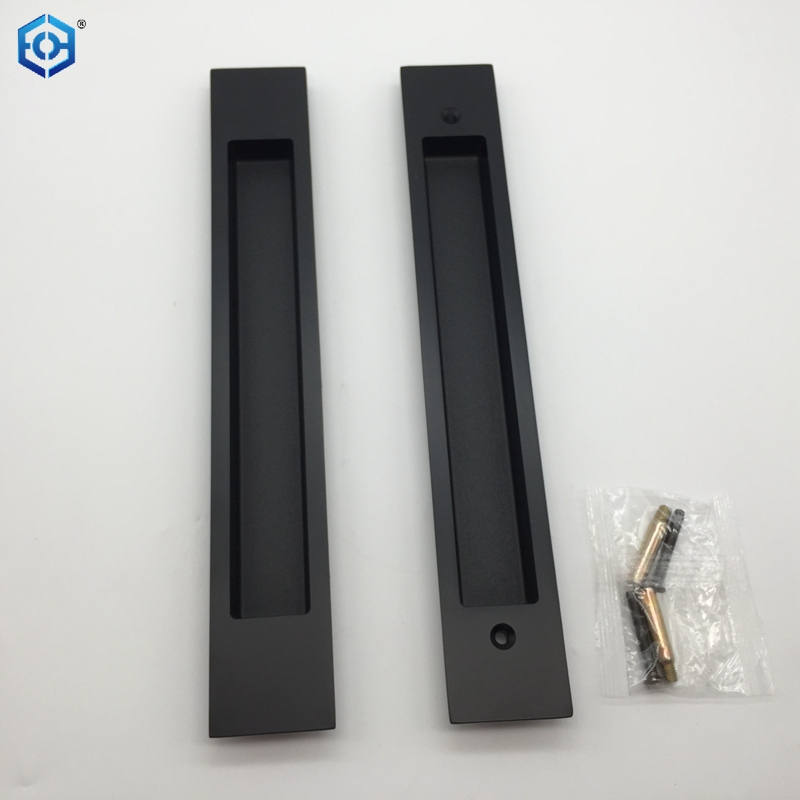 Black Zinc Alloy Long Sliding Concealed Door Flush Pull Handle