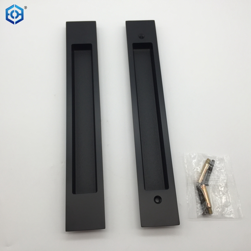 Black Zinc Alloy Long Sliding Concealed Door Flush Pull Handle