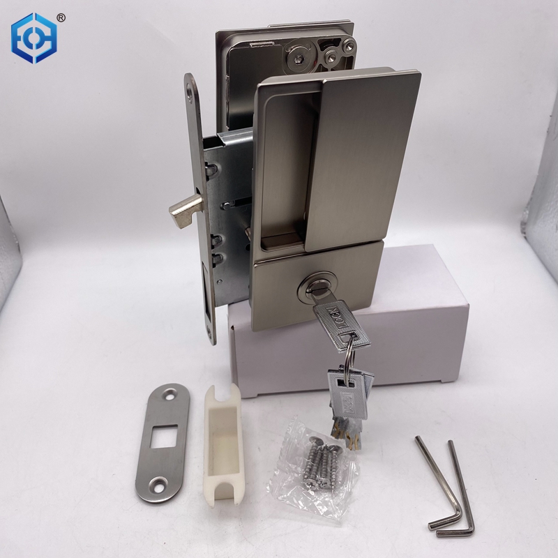 New Handleless Flat Lock Modern Bedroom Door Handle Silent Push Pull Satin Nickel Invisible Sliding Door Lock