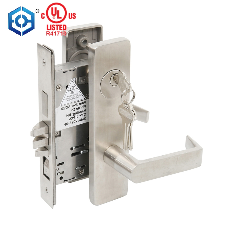 Stainless Steel Solid Handle American Style UL Approval Heavy Duty Mortise Door Lock