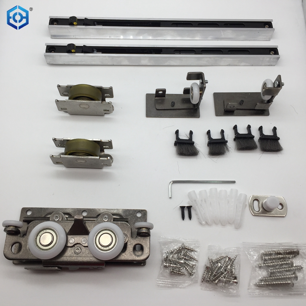 Hidden Wooden Door Ghost Track Hardware Sliding Slide Rail Kit with 80kg Load Capacity