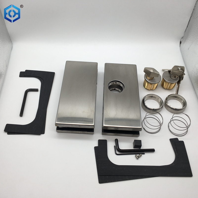 Center Mount Brushed Stainless Steel Glass To Glass Patch Lock 