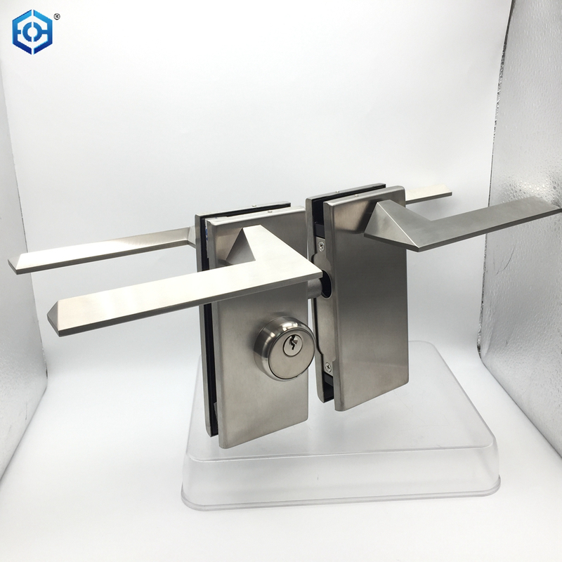 Stainless Steel Frameless Glass Door Lock with Handle And Keys Commercial Office Glass Partition Lever Patch Lock