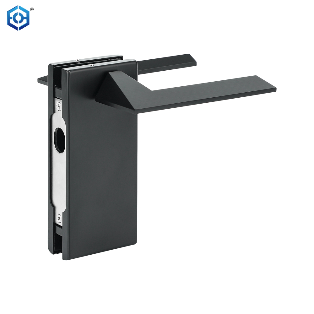 Stainless Steel Frameless Glass Door Lock with Handle And Keys Commercial Office Glass Partition Lever Patch Lock
