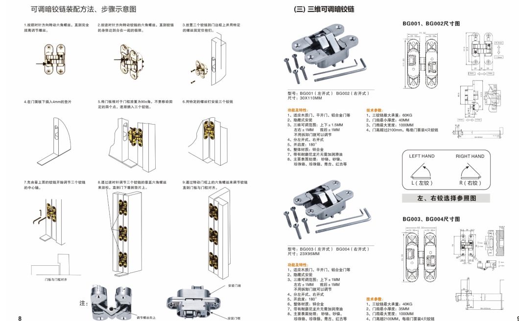 Ech Zinc Alloy Hidden Door Hinge