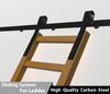 Black rolling library ladders high quality carbon steel sliding system for wooden ladders