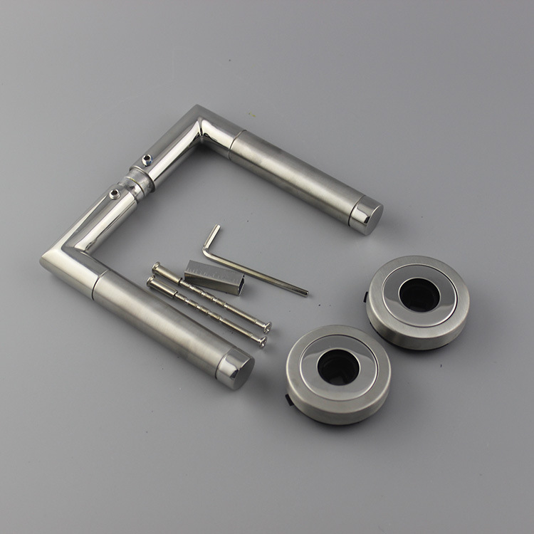 Door Hardware Plastic base Mitred Twin Finish tube lever door handle