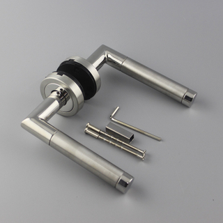 Door Hardware Plastic base Mitred Twin Finish tube lever door handle