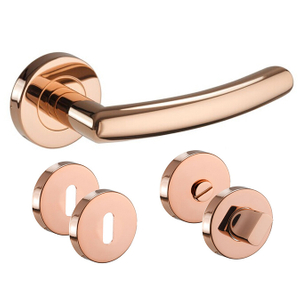 Copper Door Handles with Polished Copper Finish Levers on Rose H73016CP