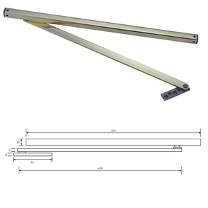 Roller Arm Double Rebated Door Selector - Satin Stainless Steel Limiting Stay 20" - Closers, Stops & Restrictors 