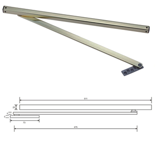 Roller Arm Double Rebated Door Selector - Satin Stainless Steel Limiting Stay 20" - Closers, Stops & Restrictors 